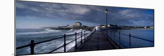 Waves Crashing Against a Jetty, Amble, Northumberland, England-null-Mounted Photographic Print