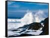 Waves crashing against rocks at Pirate Cove, Oregon Coast, Lincoln County, Oregon, USA-null-Framed Stretched Canvas