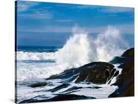 Waves crashing against rocks at Pirate Cove, Oregon Coast, Lincoln County, Oregon, USA-null-Stretched Canvas