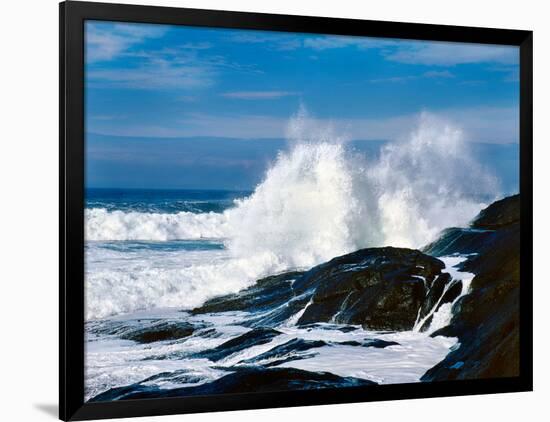 Waves crashing against rocks at Pirate Cove, Oregon Coast, Lincoln County, Oregon, USA-null-Framed Photographic Print