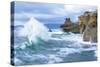 Waves Crashing Along Cape Kiwanda. Pacific City, OR-Justin Bailie-Stretched Canvas