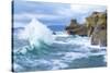 Waves Crashing Along Cape Kiwanda. Pacific City, OR-Justin Bailie-Stretched Canvas