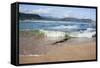 Waves Crashing Ashore at Nature Valley Beach-Kim Walker-Framed Stretched Canvas