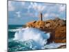 Waves Crashing at Ploumanac'H Lighthouse, Pink Granite Coast, Perros-Guirec, Cotes-D'Armor-null-Mounted Photographic Print