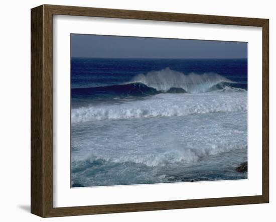 Waves Crashing off Easter Island, Chile-Michael Brown-Framed Premium Photographic Print