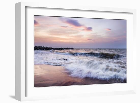 Waves Crashing on Negombo Beach at Sunset, West Coast of Sri Lanka, Asia-Matthew Williams-Ellis-Framed Photographic Print