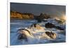 Waves crashing on rocks and washing down the sides at sunset-Sheila Haddad-Framed Photographic Print