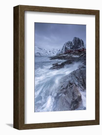 Waves Crashing on the Cliffs Near the Houses of the Fishermen-ClickAlps-Framed Photographic Print