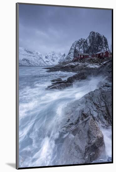 Waves Crashing on the Cliffs Near the Houses of the Fishermen-ClickAlps-Mounted Photographic Print