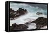 Waves crashing over lava rocks on shoreline of Espanola Island, Galapagos Islands, Ecuador.-Adam Jones-Framed Stretched Canvas