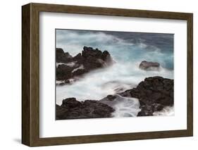 Waves crashing over lava rocks on shoreline of Espanola Island, Galapagos Islands, Ecuador.-Adam Jones-Framed Photographic Print