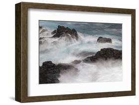 Waves crashing over lava rocks on shoreline of Espanola Island, Galapagos Islands, Ecuador.-Adam Jones-Framed Photographic Print