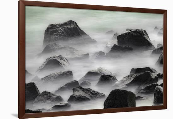 Waves crashing over lava rocks on shoreline of Espanola Island, Galapagos Islands, Ecuador.-Adam Jones-Framed Photographic Print