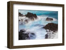 Waves crashing over lava rocks on shoreline of Espanola Island, Galapagos Islands, Ecuador.-Adam Jones-Framed Photographic Print