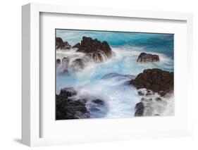 Waves crashing over lava rocks on shoreline of Espanola Island, Galapagos Islands, Ecuador.-Adam Jones-Framed Photographic Print