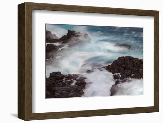 Waves crashing over lava rocks on shoreline of Espanola Island, Galapagos Islands, Ecuador.-Adam Jones-Framed Photographic Print