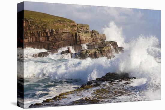 Waves Crashing over Rocks, Coastline Near Point of Stoer, Assynt, Sutherland, Nw Scotland, UK-Mark Hamblin-Stretched Canvas