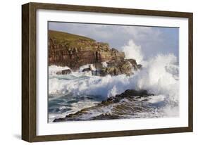 Waves Crashing over Rocks, Coastline Near Point of Stoer, Assynt, Sutherland, Nw Scotland, UK-Mark Hamblin-Framed Photographic Print