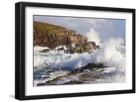 Waves Crashing over Rocks, Coastline Near Point of Stoer, Assynt, Sutherland, Nw Scotland, UK-Mark Hamblin-Framed Photographic Print