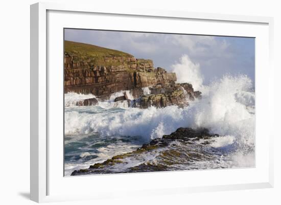 Waves Crashing over Rocks, Coastline Near Point of Stoer, Assynt, Sutherland, Nw Scotland, UK-Mark Hamblin-Framed Photographic Print