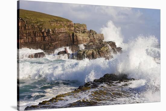 Waves Crashing over Rocks, Coastline Near Point of Stoer, Assynt, Sutherland, Nw Scotland, UK-Mark Hamblin-Stretched Canvas