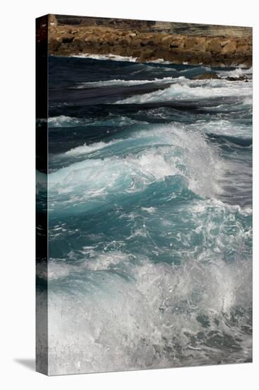 Waves crashing to shore, Coral Bay area, Cyprus-Wayne Hutchinson-Stretched Canvas