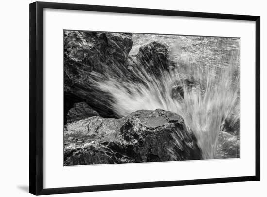 Waves Crashing Upon Rocks B&W-Anthony Paladino-Framed Giclee Print