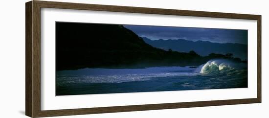 Waves in the Pacific Ocean, Waimea Bay, Oahu, Hawaii, USA-Panoramic Images-Framed Photographic Print