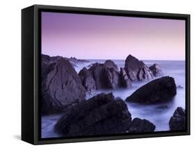 Waves Moving over Jagged Rocks at Hartland Quay, Cornwall, England, United Kingdom, Europe-Ian Egner-Framed Stretched Canvas