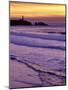 Waves near Yaquina Head Lighthouse at Sunset, Newport, Oregon Coast, USA-Janis Miglavs-Mounted Photographic Print