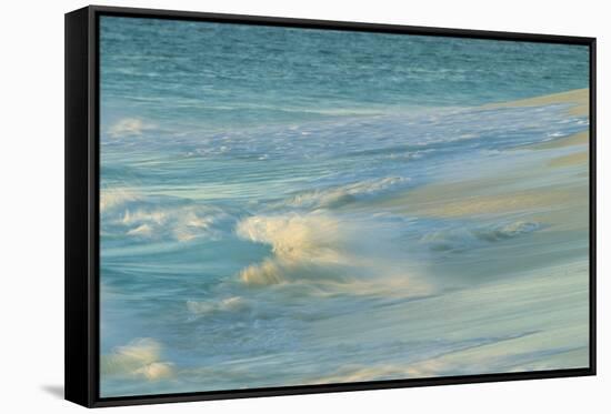 Waves on beach, Bird Island, Seychelles-Winfried Wisniewski-Framed Stretched Canvas