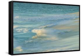 Waves on beach, Bird Island, Seychelles-Winfried Wisniewski-Framed Stretched Canvas