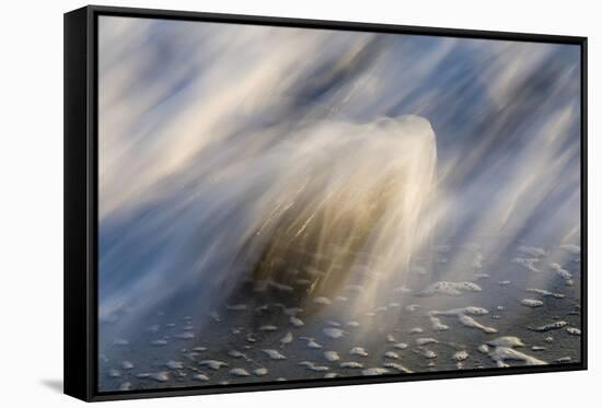 Waves on beach, blurred movement, Sanibel Island, Florida-Fritz Polking-Framed Stretched Canvas