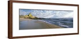 Waves on beach with Hacienda Cerritos hotel in the background, Cerritos Beach, Baja California S...-Panoramic Images-Framed Photographic Print