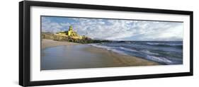 Waves on beach with Hacienda Cerritos hotel in the background, Cerritos Beach, Baja California S...-Panoramic Images-Framed Photographic Print