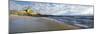 Waves on beach with Hacienda Cerritos hotel in the background, Cerritos Beach, Baja California S...-Panoramic Images-Mounted Photographic Print