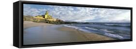 Waves on beach with Hacienda Cerritos hotel in the background, Cerritos Beach, Baja California S...-Panoramic Images-Framed Stretched Canvas