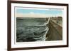 Waves on Seawall, Galveston, Texas-null-Framed Premium Giclee Print