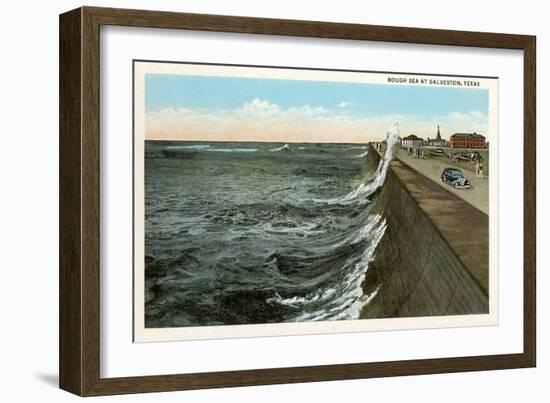 Waves on Seawall, Galveston, Texas-null-Framed Art Print