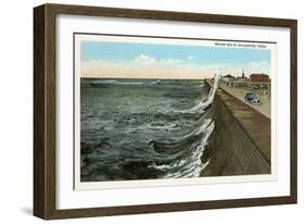 Waves on Seawall, Galveston, Texas-null-Framed Art Print