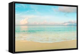 Waves on the beach, Seven Mile Beach, Grand Cayman, Cayman Islands-null-Framed Stretched Canvas