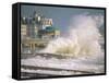 Waves Pounding Bandstand, Storm in Eastbourne, East Sussex, England, United Kingdom, Europe-Ian Griffiths-Framed Stretched Canvas
