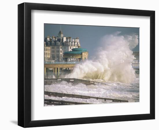 Waves Pounding Bandstand, Storm in Eastbourne, East Sussex, England, United Kingdom, Europe-Ian Griffiths-Framed Photographic Print