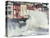 Waves Pounding Sea Wall and Rail Track in Storm, Dawlish, Devon, England, United Kingdom-Ian Griffiths-Stretched Canvas