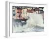 Waves Pounding Sea Wall and Rail Track in Storm, Dawlish, Devon, England, United Kingdom-Ian Griffiths-Framed Photographic Print