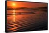 Waves rolling into Long Beach at sunset, Pacific Rim National Park Reserve, Vancouver Island, Br...-null-Framed Stretched Canvas
