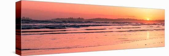 Waves rolling into Long Beach at sunset, Pacific Rim National Park Reserve, Vancouver Island, Br...-null-Stretched Canvas