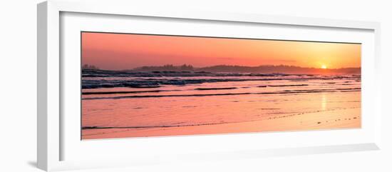 Waves rolling into Long Beach at sunset, Pacific Rim National Park Reserve, Vancouver Island, Br...-null-Framed Photographic Print