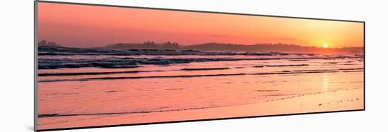 Waves rolling into Long Beach at sunset, Pacific Rim National Park Reserve, Vancouver Island, Br...-null-Mounted Photographic Print