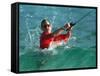 Waves Splash President-Elect George Bush as He Casts a Line While Surf-Fishing-null-Framed Stretched Canvas